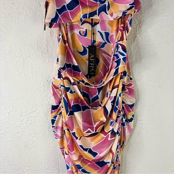 AFRM Corsica Ruched Cut Out Mini Dress in Summer Butterfly - Picture 4 of 12